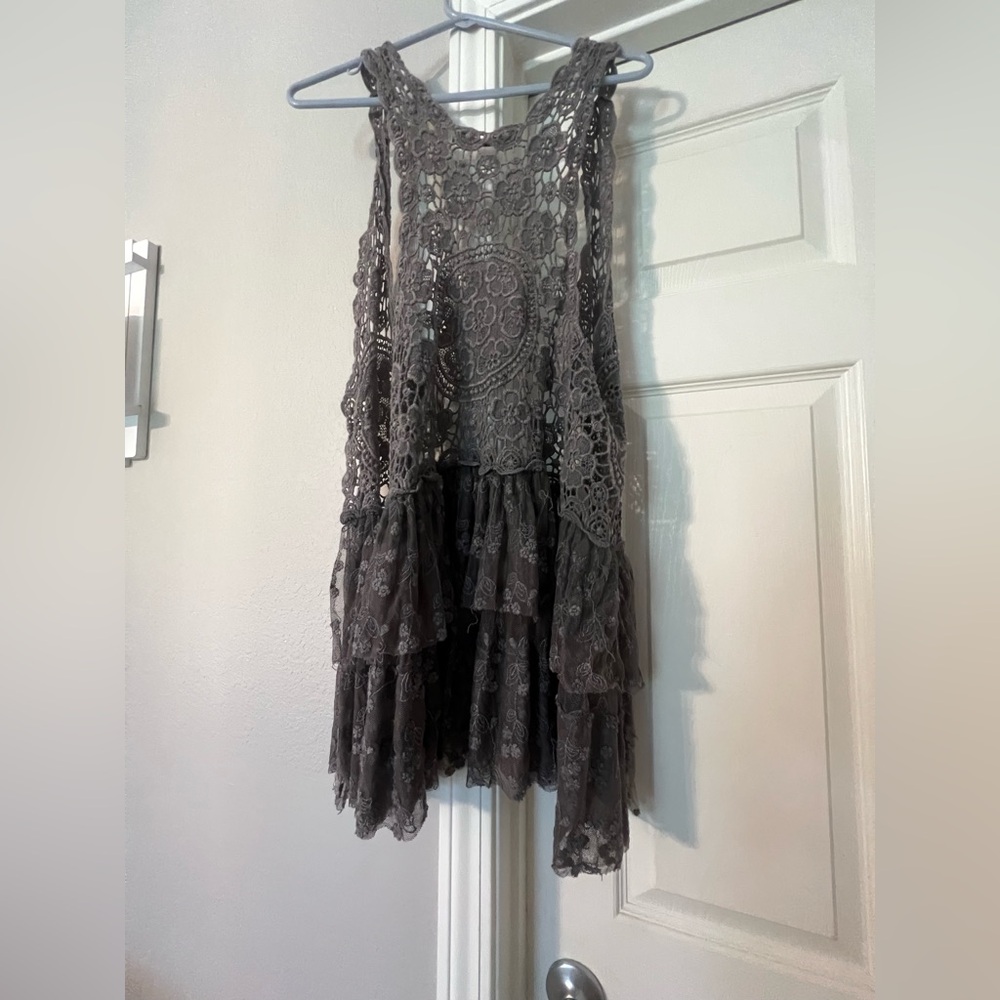Umgee Gray Babydoll Scoop Neck Dress